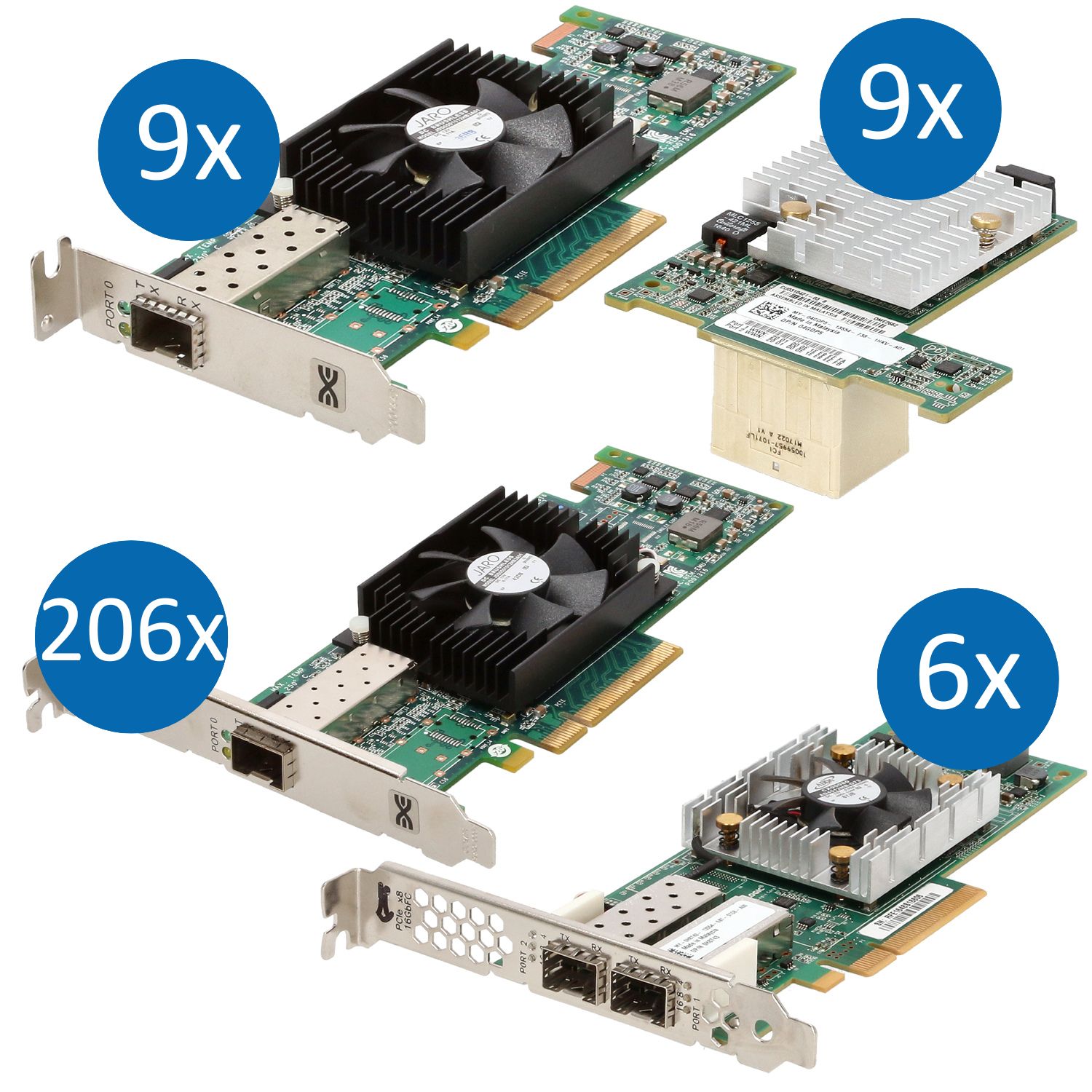 Dell Hardware-Deal aus 216x QLE26xx, 12x PLe16000 und 9x QME2662 Fibre Channel HBAs