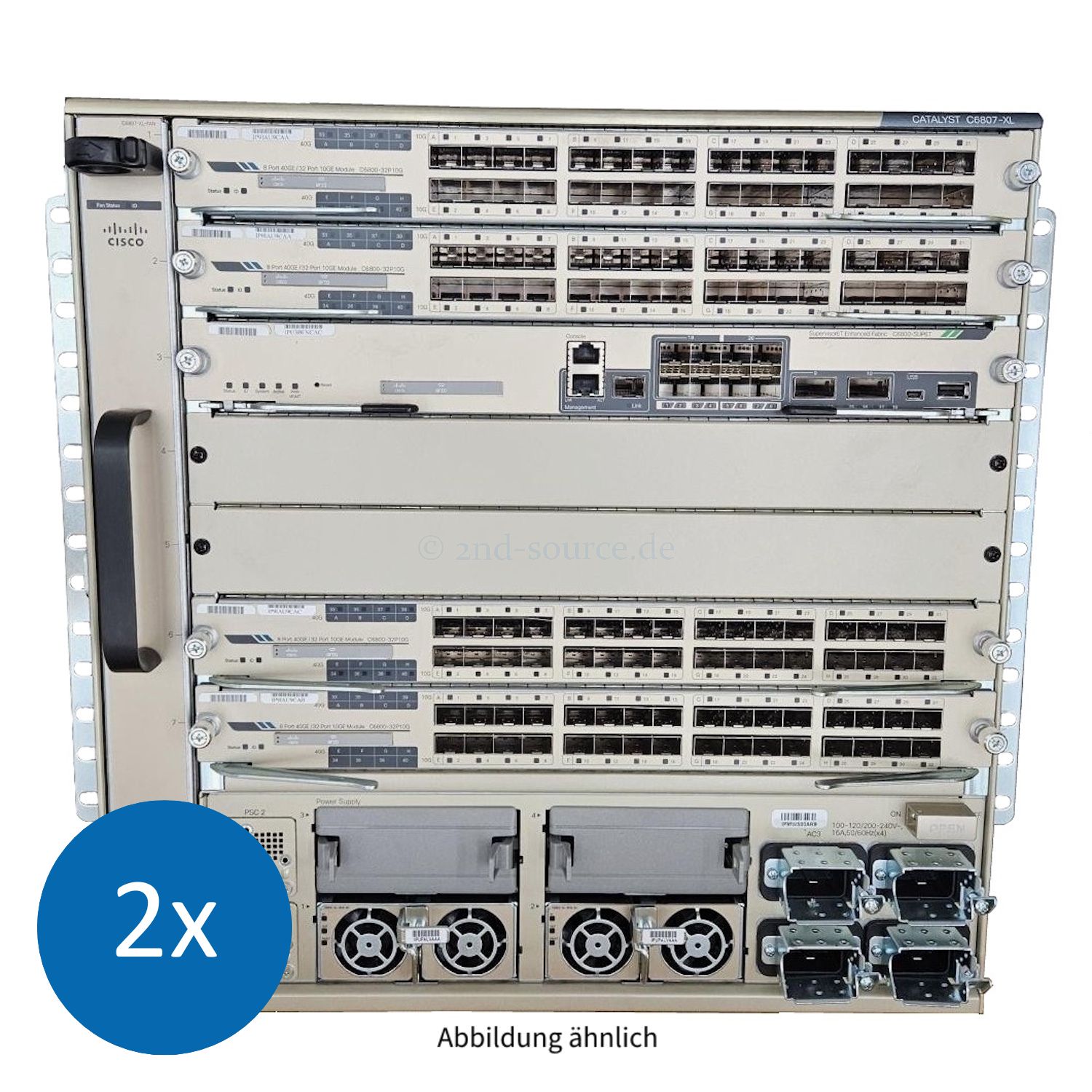 2x Cisco Catalyst C6807-XL inkl. 4x C6800-32P10G, 24x 10GbE GBIC, 1x Supervisor C6800-SUP6T und 2x 3000W