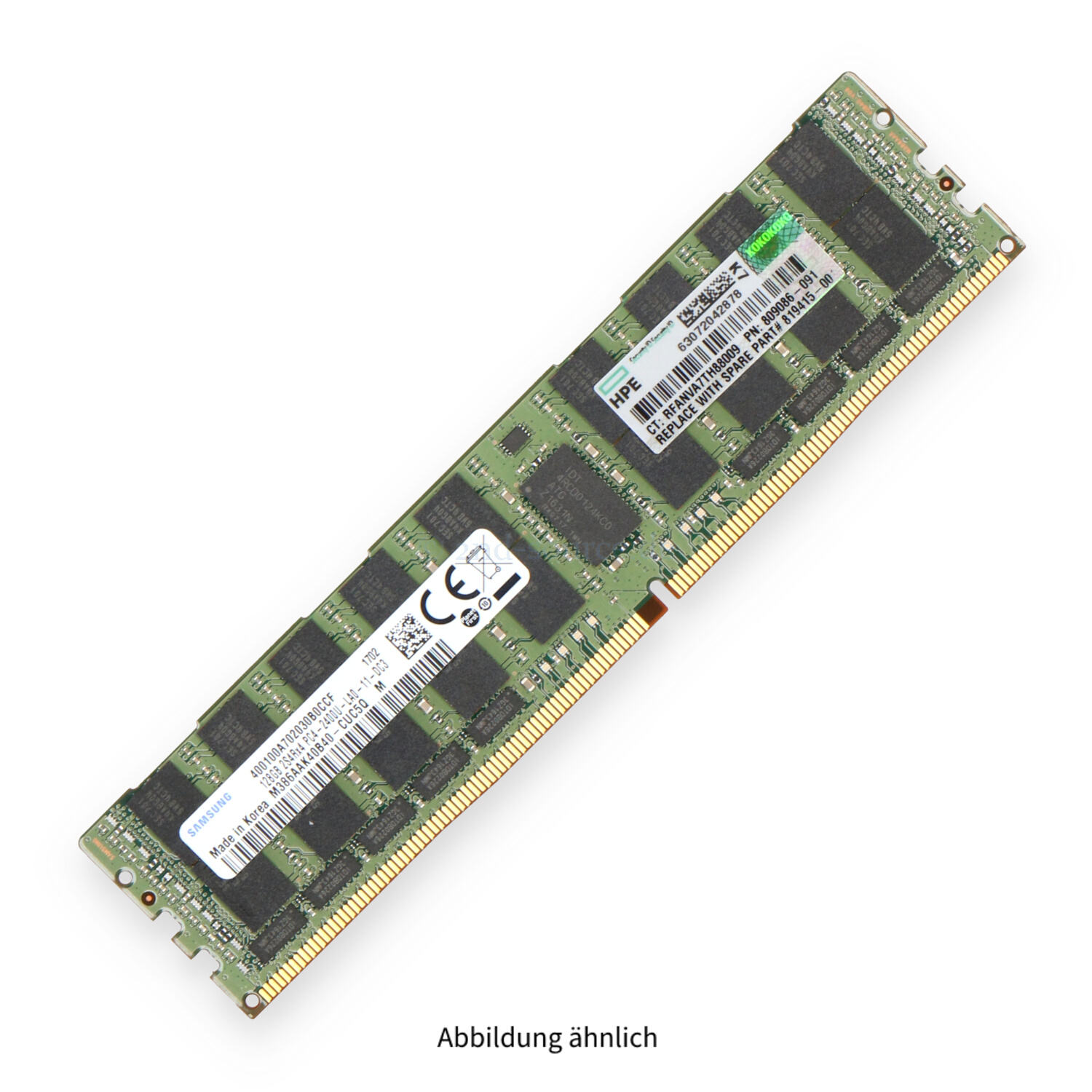 HPE 128GB PC4-19200U-L LRDIMM Octa Rank x4 (DDR4-2400) Load Reduced ECC 809208-B21 819415-001 809086-091