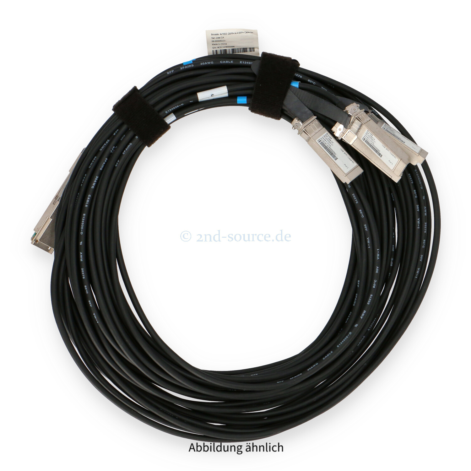 Brocade 5.0m QSFP+ to 4x SFP+ 10GbE DAC Direct Attach Coppper Cable 58-0000053-01