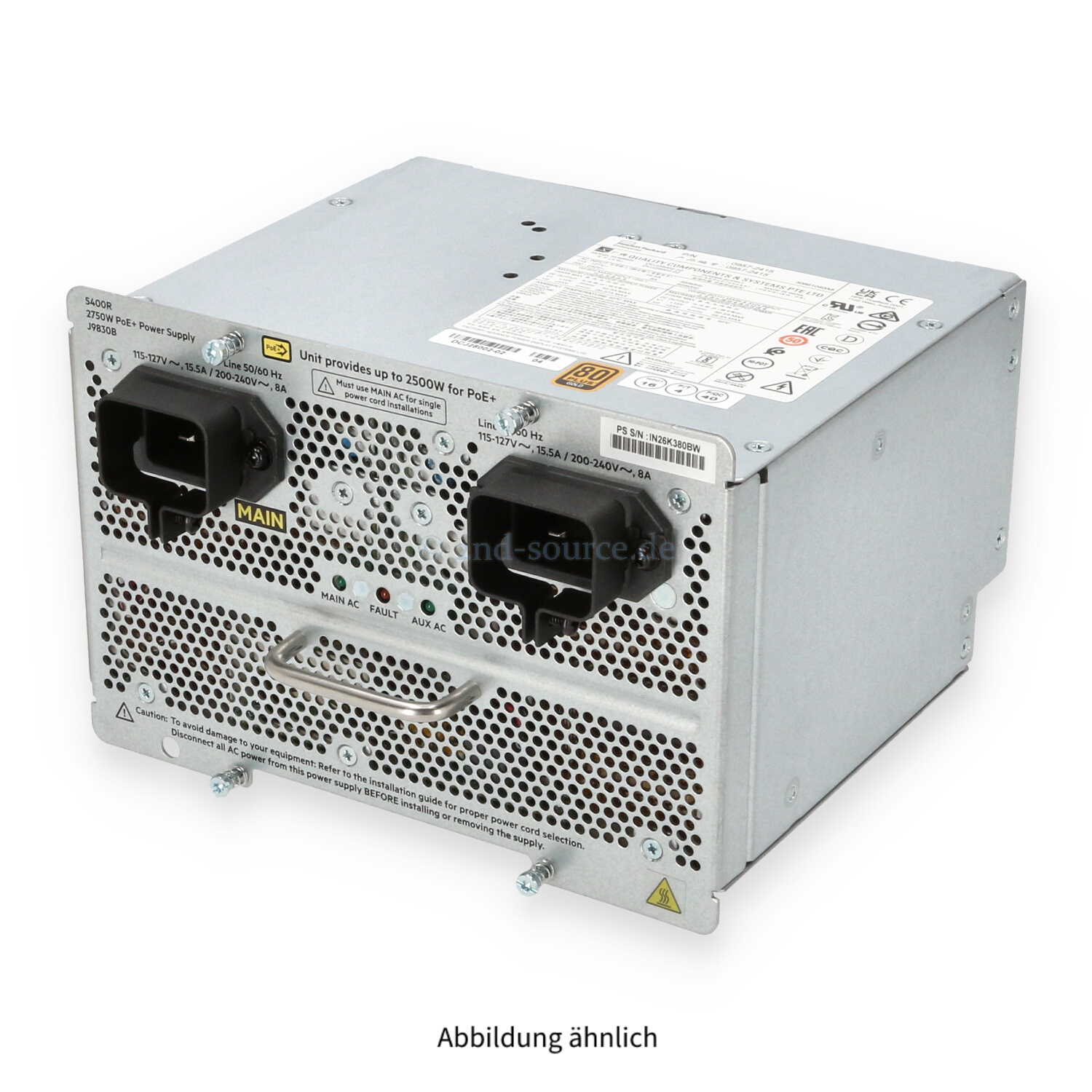 HPE Aruba 2750W PoE+ zl2 Power Supply 5400R J9830B#ACC J9830B J9830-61101