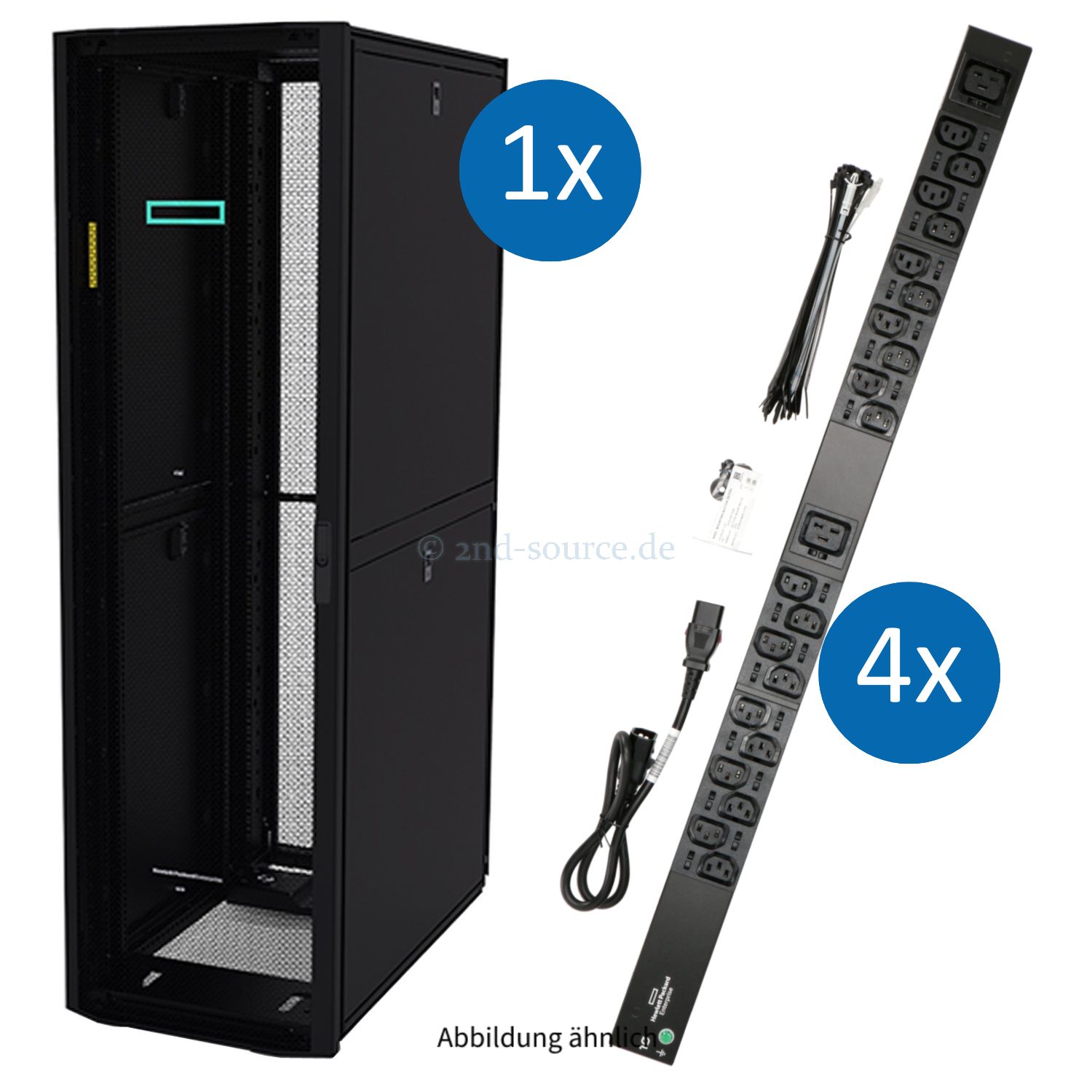 1x HPE G2 42U Rackschrank inkl. Seitenteile + 4x HPE G2 5kVA 2x C13 2x C19 Basic PDU P9K07A P9Q38A